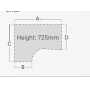 LEFT HAND. A-1400, 1600 or 1800mm. B-600mm. C-1200mm. D-800mm